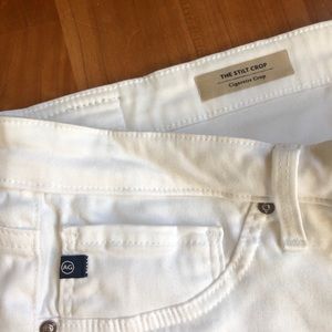 White AG cigarette crop pants